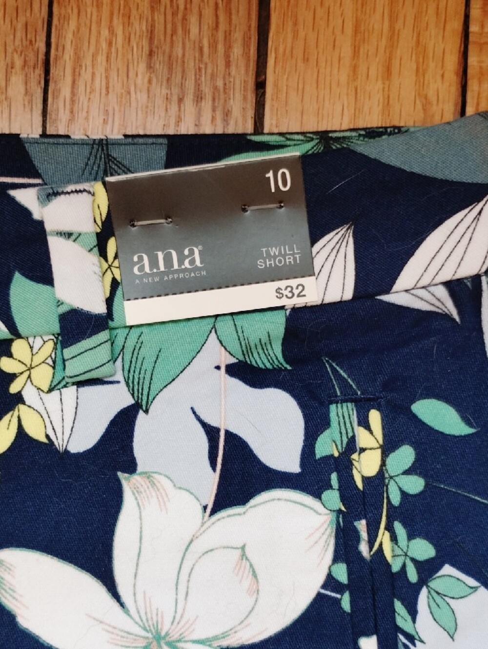 a.n.a Navy Floral Athletic Shorts with Multicolor Blooms - Picture 2 of 10